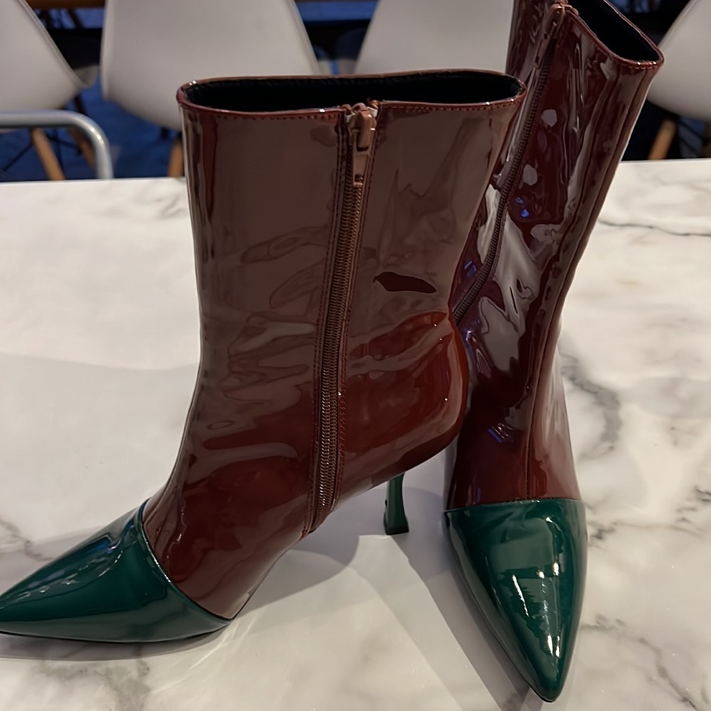 burgundy and green mid calf size 38 awesome boots - Picture 4 of 8